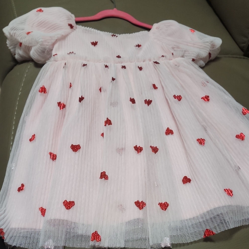 Adorable Pink Kids Formal Dress with Red Heart Accents
